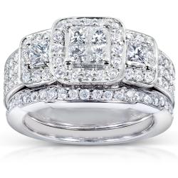 14k White Gold 1 1/6ct TDW Diamond Bridal Ring Set