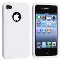 White S Shape TPU Rubber Skin Case for Apple iPhone 4/ 4S