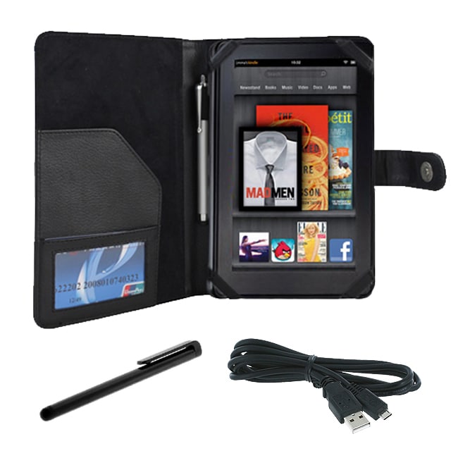 Amazon Kindle Fire Black Leather Case/ Stylus Pen/ USB Cable 14159061