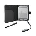 Deluxe Amazon Kindle Touch Black Leather Case/ LED Reading Light/ Stylus Pen