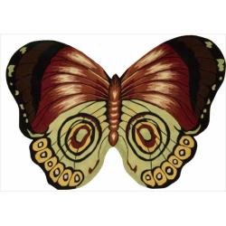 Hand Tufted Red Butterfly Wool Rug (2' x 3')