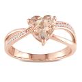 10k Pink Gold Morganite and Diamond Accent Heart Ring