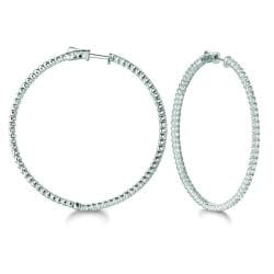 14k White Gold 3ct TDW Diamond Round Hoop Earrings (H-I, I1-I2)