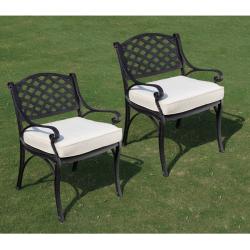Black Cast Aluminum Cushioned Dining Chairs (Set of 2)