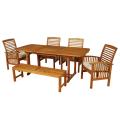 6-Piece Brown Wood Patio Dining Set