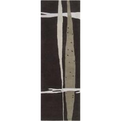 Noah Packard Hand-tufted Black Hyllus New Zealand Wool Rug (2'6 x 8')