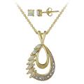 Glitzy Rocks Gold over Silver Created Opal and Diamond Accent Jewelry Set