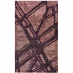 Handmade Alexa Pino Ice Glacier Pattern Plum/ Purple Rug (6' x 9')