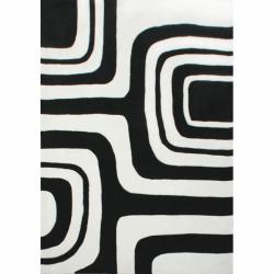 Handmade Alexa Pino Geometric Black Rug (6' x 9')