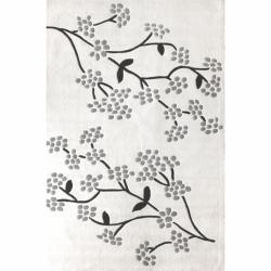 Handmade Alexa Pino Spring Season White Floral Rug (6' x 9')