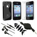 Black Case/ Screen Protector/ Cable/ Headset/ Wrap for Apple iPhone 4S