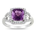 10k Gold Created Alexandrite and 1/5ct TDW Diamond Ring (H-I, I2-I3)