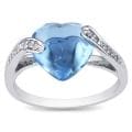 10k White Gold 4-1/3ct Blue Topaz and 1/10ct Diamond Ring (H-I, I2-I3)