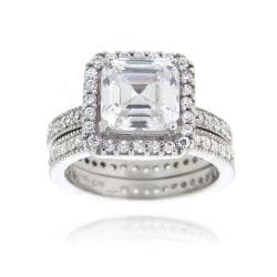Ice Stonez Silvertone CZ Bridal Ring Set