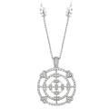 Silvertone Diamond Accent Station Multi Circles Medallion Necklace