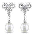 Miadora 18K Gold 1ct TDW Diamond and South Sea Pearl Earrings (G-H, SI1-SI2)