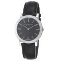 Burberry Men's 'Slim' Black Dial Black Leather Strap Quartz Watch
