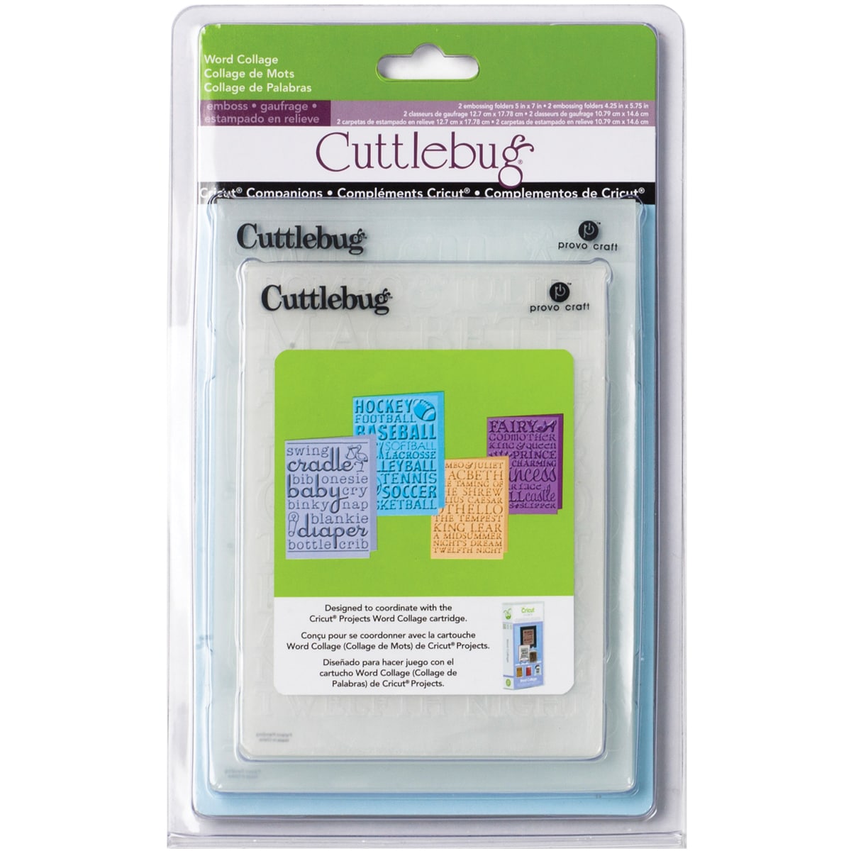 Cuttlebug Cricut Companion Word Collage Embossing Folders (Pack of 4