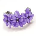 Genuine Purple MOP Shell Cluster Flower Cuff Bracelet (Thailand)