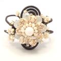 Flourishing Lotus White Turquoise Stone Cotton Rope Cuff (Thailand)