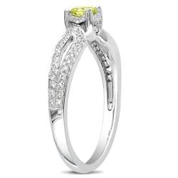 Miadora 14k White Gold 1/2ct TDW Yellow and White Diamond Ring (H-I, I1-I2)