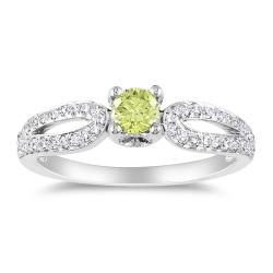 Miadora 14k White Gold 1/2ct TDW Yellow and White Diamond Ring (H-I, I1-I2)