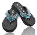 Hidden Soles Women's Black/ Blue Rhinestone Flip Flops