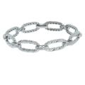 Sterling Silver Pave-set Cubic Zirconia Textured Link Bracelet
