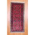 Persian Hand-knotted Balouchi Red/ Black Wool Rug (3'4 x 7')