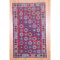 Afghan Hand-knotted Soumak Red/ Gold Wool Rug (4'6 x 7'6)