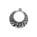 Antiqued Silver Plated Nouveau Swirls Toggle Ring Charm 19mm
