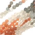 Multicolor Moonstone Gem Faceted Coin Beads 14-inch Strand
