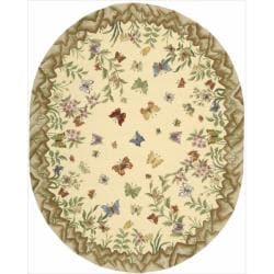 Hand-hooked Yellow Country Heritage Rug (7'8 x 9'6 Oval)