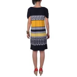 Sangria Women's Patterned Cut-out Sleeve Knee-length Dress