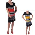 Sangria Women's Patterned Cut-out Sleeve Knee-length Dress