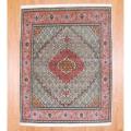 Persian Hand-knotted Tabriz Ivory/ Rose Wool/ Silk Rug (5'1 x 6'6)
