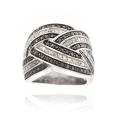 Silvertone Black and White 1/2ct TDW Diamond Braided Ring (J, I3)