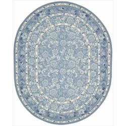 Hand-hooked Blue Country Heritage Rug (7'6 x 9'6 Oval)