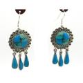 Turquoise 'Sun and Dangles' Silver Earrings (Mexico)