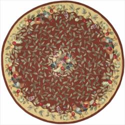 Hand-hooked Red Country Heritage Rug (8' Round)