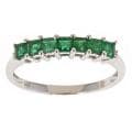 14k White Gold Zambian Emerald and Diamond Accent Ring