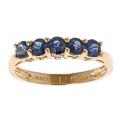 14k Yellow Gold Blue Sapphires and Diamond Accent Ring