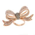 NEXTE Jewelry Rose Goldtone Multi-colored Rhinestone Bow Ring