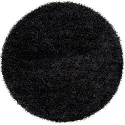 Hand-woven Black Kabi Soft Shag (6' Round)