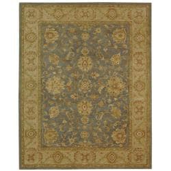 Handmade Antiquities Jewel Grey Blue/ Beige Wool Rug (11' x 17')