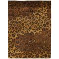 Handmade Leopard Gold/ Rust Hand-spun Wool Rug (2' x 3')