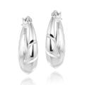 Sterling Silver Corrugated Design Twist Hoop Earrings
