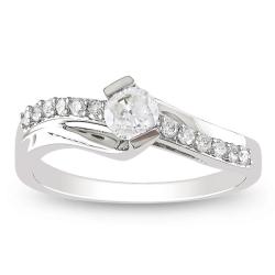 Miadora 10k White Gold 1/2ct TDW Diamond Engagement Ring