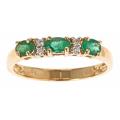 14k Yellow Gold Zambian Emerald and Diamond Accent Ring