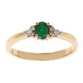 14k Yellow Gold Zambian Emerald and 1/10ct TDW Diamond Ring (G-H, I1-I2)